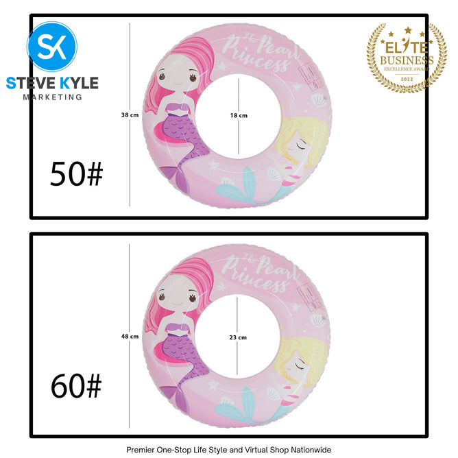 Inflatable Mermaid Baby Shark Swim Ring Floater for Kids and Young Adult Boys and Girls