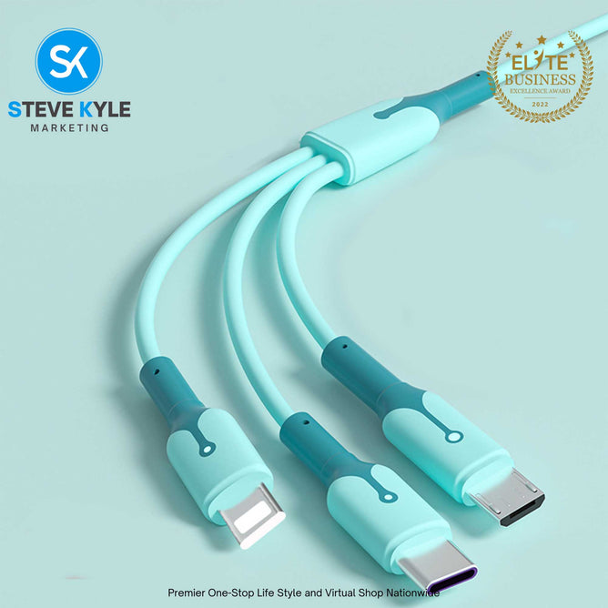Multifunction 3 In 1 Fast Charger Cable 1.5M for Iphone/MicroUSB/Type Usb C