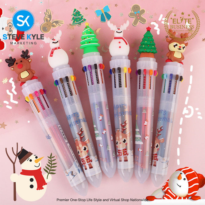 10in1 Cartoon Pen 10 color Retractable Cute Kawaii Ball Student Multi Color Gel Writting Pen