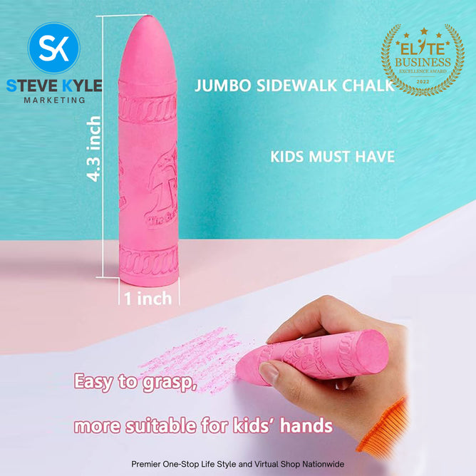 6 Colors Kids Drawing Art Glitter and Neon Washable Sidewalk Chalk for Kids