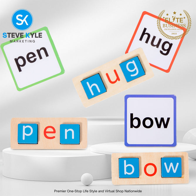 Wooden Short Vowel Reading Letters Sorting Spelling Games Sight Words Learning Flashcards Best Gift