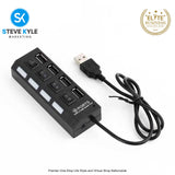 Multi Port USB Hub 4 Port USB 2.0 Hub On/Off Switches DC Power Adapter Cable For PC Laptop
