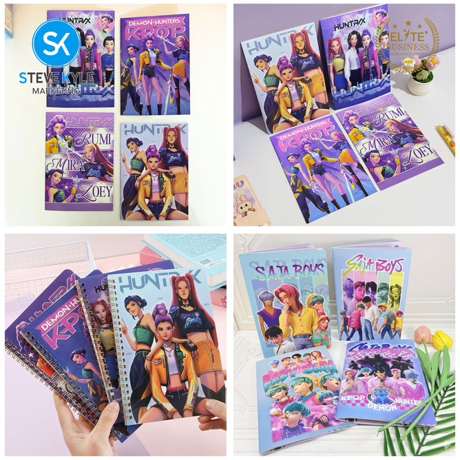 Steve Kyle Colorful Girl Group Theme Spiral Staple Singer Sewn Binding Notebook Journal Random Design For Students School Supplies