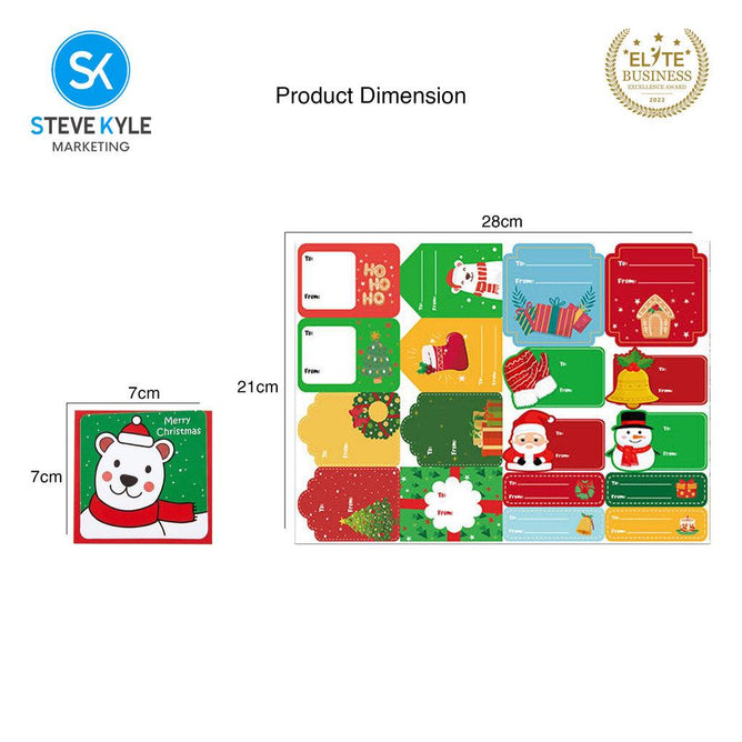 Steve Kyle Merry Christmas Pattern Stickers Greeting Cards with Envelopes for Gift Decoration Party Favors Giveaways