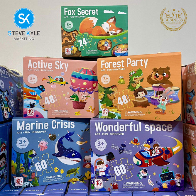 Steve Kyle 48-Piece Cartoon Animal Jigsaw Puzzle Set for Children Early Learning and Development