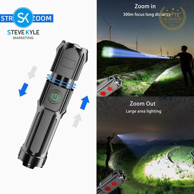 Steve Kyle Waterproof Rechargeable Portable Emergency Flashlight Mini Flashlight for Outdoor Camping and Travel Use