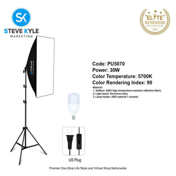 PULUZ Softbox Lighting Kit 50x70cm Professional Photo Studio Photography Light Equipment with E27 Socket Bulb Photography Lighting Kit