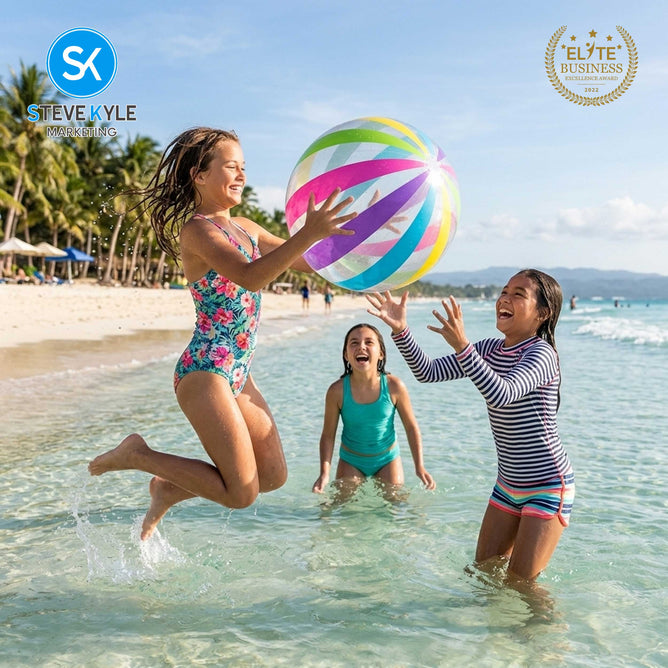 Steve Kyle Tropical Ocean Cartoon Pattern Transparent Inflatable Beach Ball For Water Games Outdoor Play