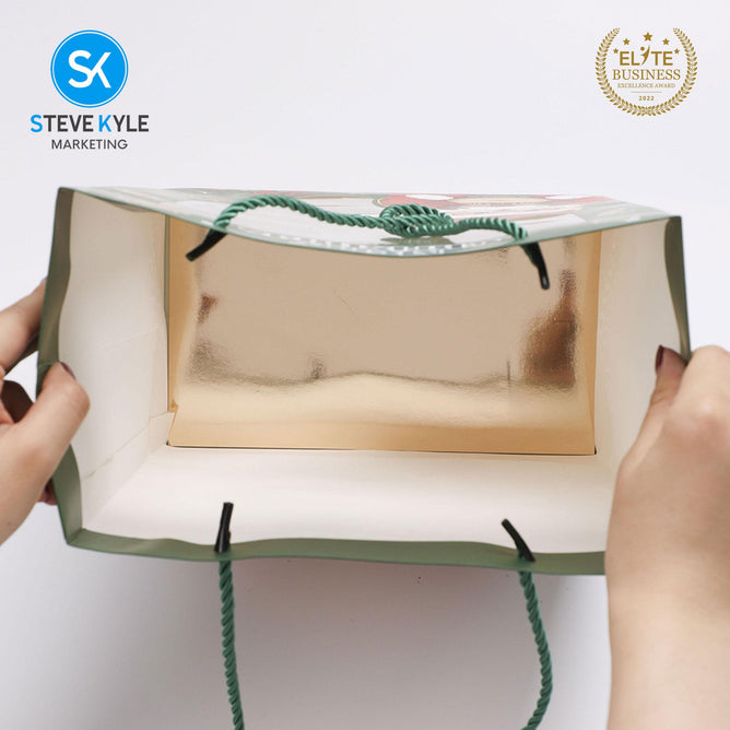 Steve Kyle Christmas Themed Paper Bag with Transparent Window 1-Piece 5-Piece Set For Holiday Gift