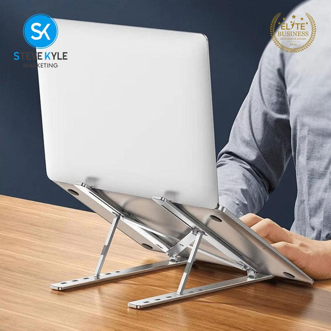 Steve Kyle 7-Level Adjustable Aluminum Alloy Foldable Laptop Stand with Cooling Fans