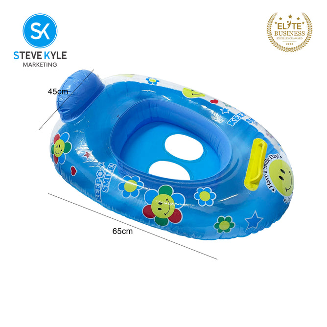 Steve Kyle Inflatable Baby Seat Float With Handle Keep Smile Transparent Swimming Boat