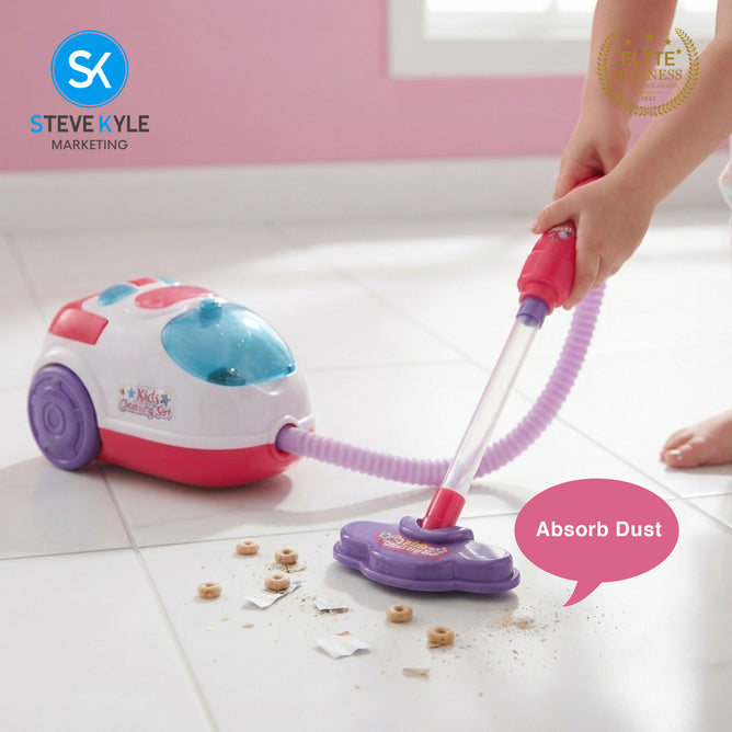 Steve Kyle Interactive Kids Vacuum Cleaner Toy with Cleaning Accessories Play Set