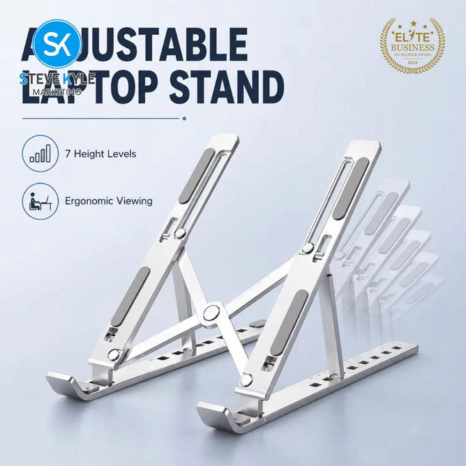 Steve Kyle 7-Level Adjustable Aluminum Alloy Foldable Laptop Stand with Cooling Fans