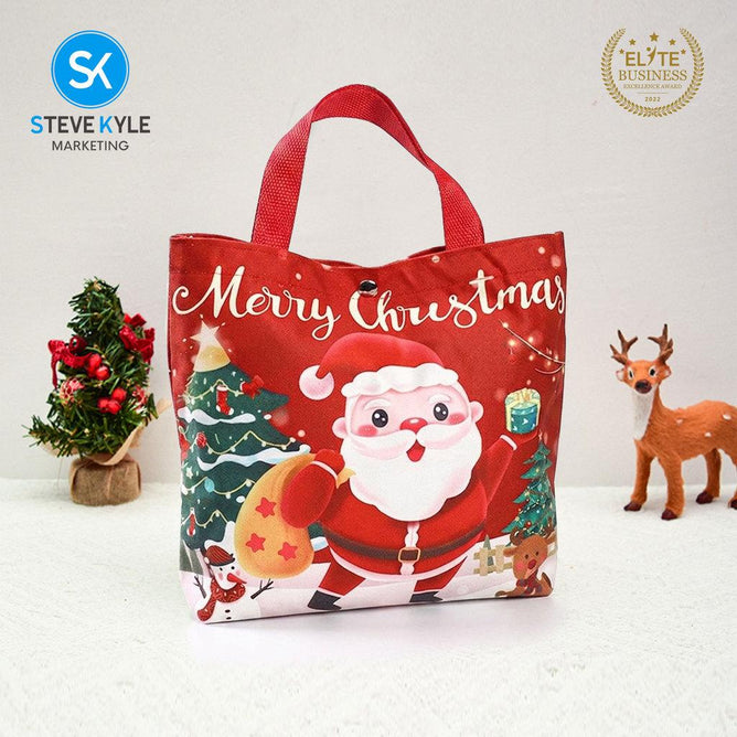 Steve Kyle Soft Fabric Christmas Gift Bag with Santa Tree Design
