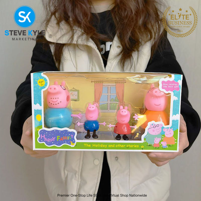 4pcs/set Cute Happy Pink Pig Toys Best Gift for Childrens Best Gift