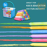 Jumbo Sidewalk Chalk, 20 Pieces 7 Colors, Washable, Non Toxic Chalks Set with Handy Case
