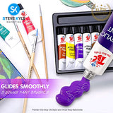 12 Colors Premium Acryclic Paints with 3 Brushes For Students, Crafters & Artists
