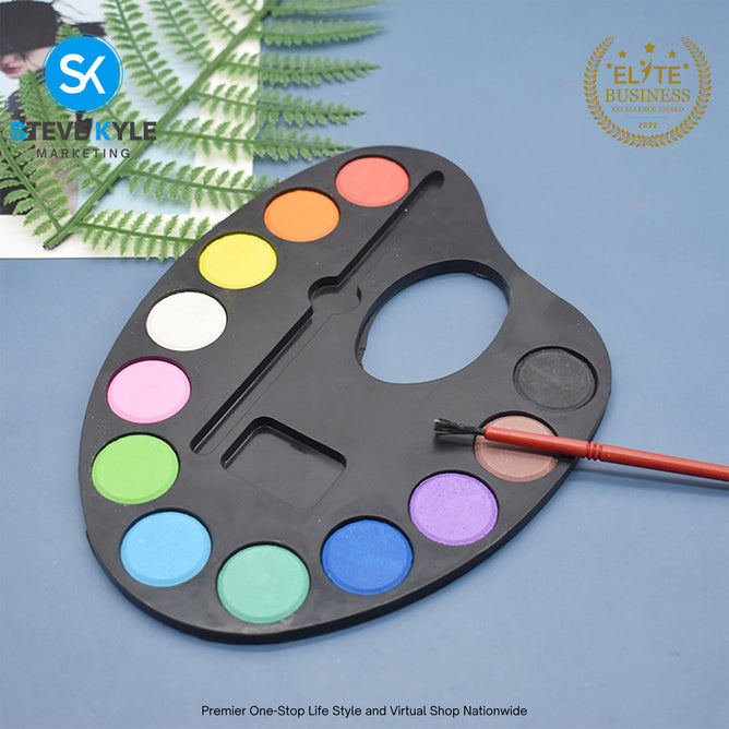 Artist Palette Watercolor Paint with Paint Brush 12 Color Early Learning Kids