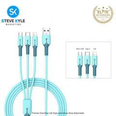 Multifunction 3 In 1 Fast Charger Cable 1.5M for Iphone/MicroUSB/Type Usb C