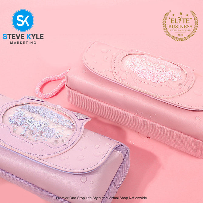 New Large-Capacity Pencil Case Girl Heart Glitter Pencil Case Student Influencer Pencil Case