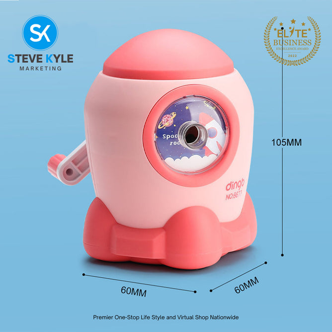 Rocket Space Astronaut Pencil Sharpener Plastic Hand Operated Children's Stationery