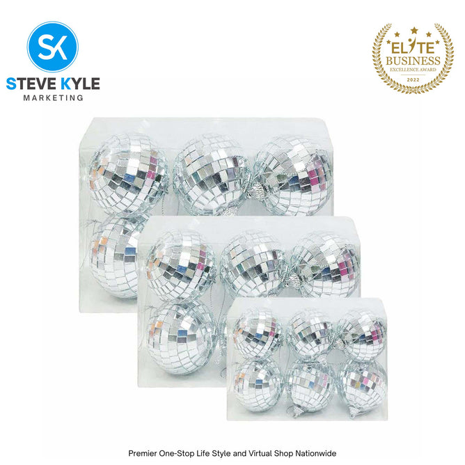(4cm/5cm/6cm) 6PCS Mirror Christmas Tree Ornaments Bar Disco Ball Hanging DIY Decoration