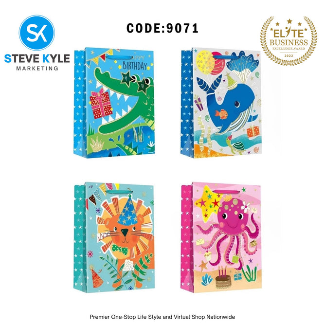 Birthday Gift Bag Happy Birthday Gift Packaging Bag Cartoon Handbag Thickened Flat Pocket