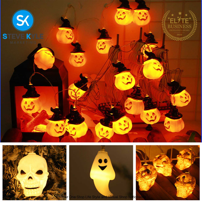 LED Lantern Ghost Festival Decoration Light String Ghost Eyeball and Pumpkin Battery Operated