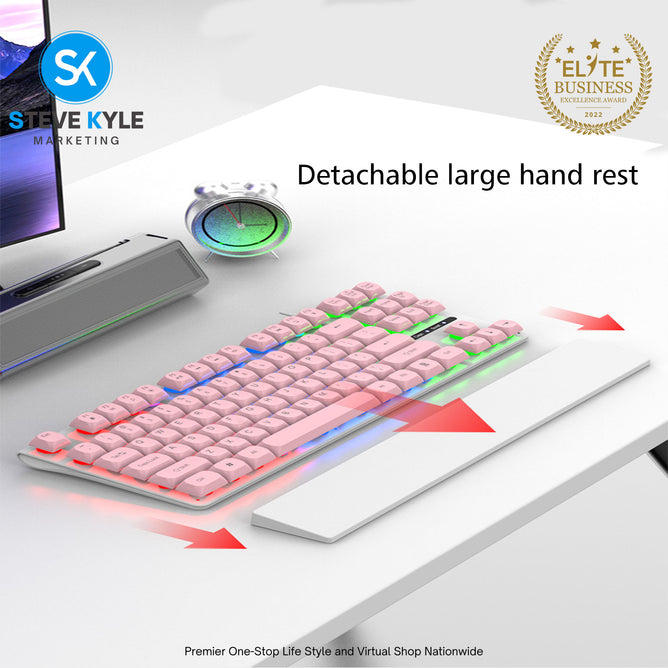 K710 Luminous Mechanical Gaming Keyboard 87 Keys With Removable  Usb Plug And Play Laptop