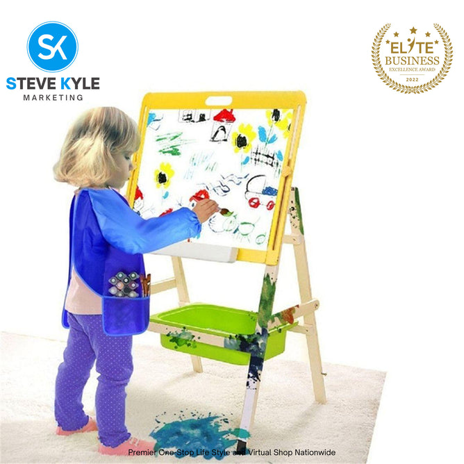 Kids Painting Apron Cute Craft Baking Waterproof Colorful Long Sleeve Apron