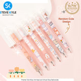 Cute Cartoon Retractable Pen 0.5mm Black Ink Gel Pen SET (6pcs) Stationery School Supplies