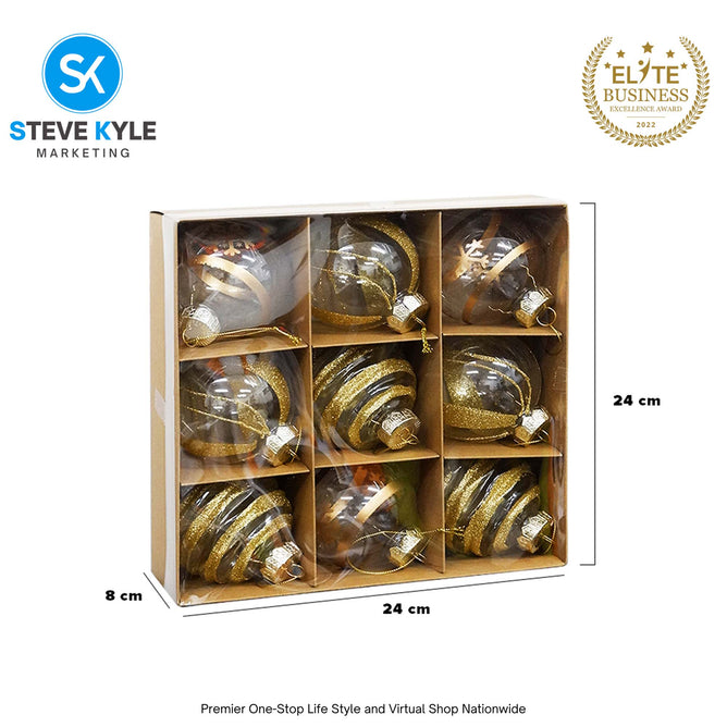 9PCS/8CM Christmas Tree Balls Christmas New Year Party Atmosphere Pendant Decorations