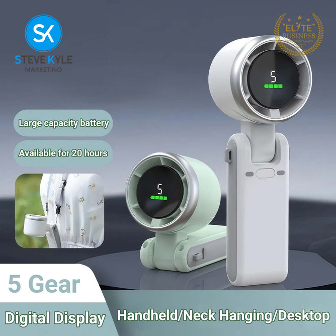 Rechargeable 3-in-1 Handheld Portable Turbo Fan with Lanyard