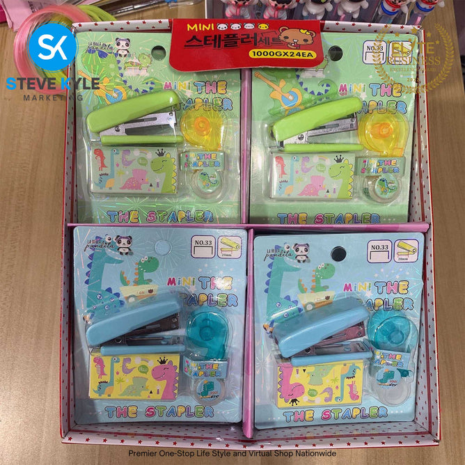 Mini Stapler with Mini Scotchtape Set Staples Paper Binder Stationery Office Binding Tools School Supplies