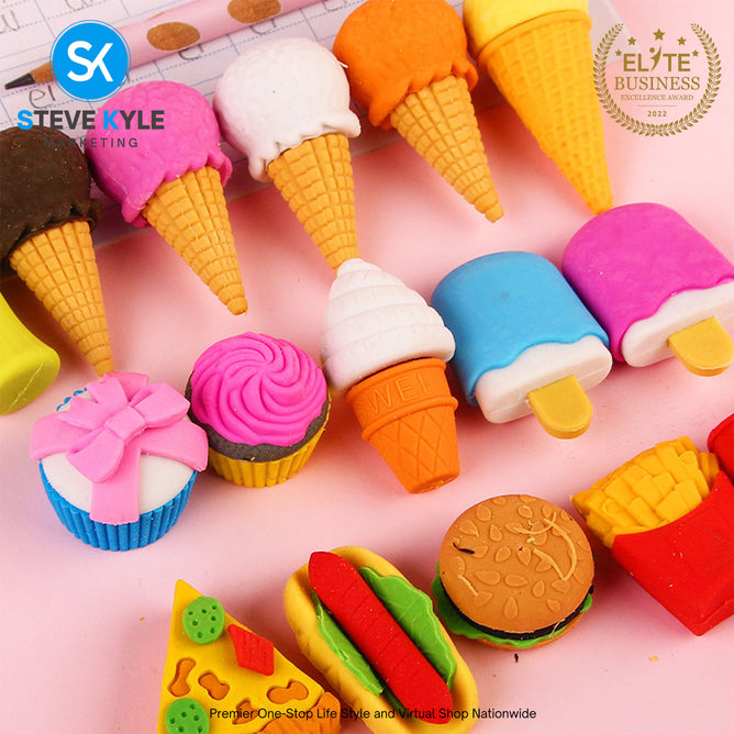 4PCS Novelty Erasers Colorful Cute Erasers For Kids Stationery School Supplies