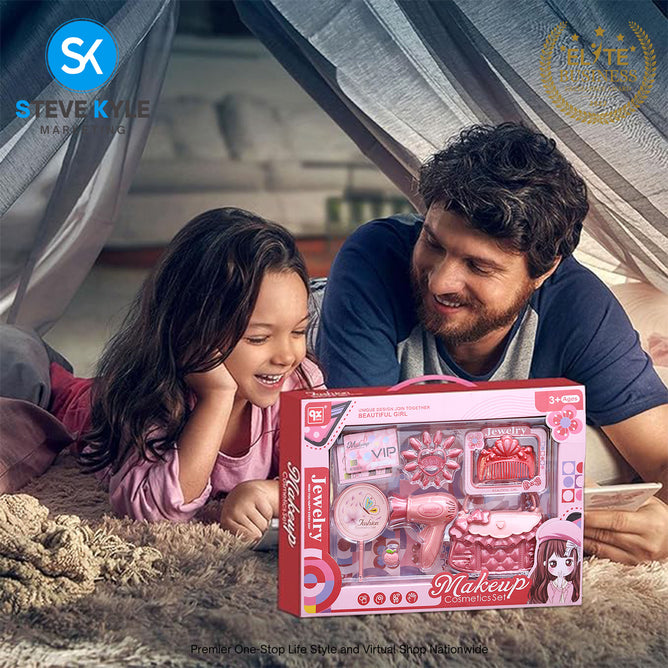 Makeup Playset for Girls Pretend Play Hair Stylist Toy Kit Best Gift