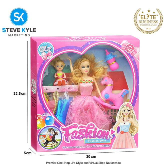 Barbie Doll 1 Box Set Rubberized Doll with Long Hair with Mini Bbay Doll Best Gift for Kids