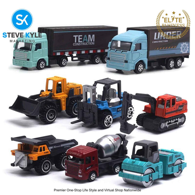 Mini Alloy Modern Engineering Vehicle Model Set (with Road Sign Map) Best Gift Toys