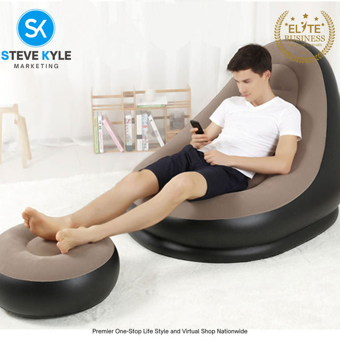 Inflatable Air Sofa with Foot Rest Cushion Lounge Chair