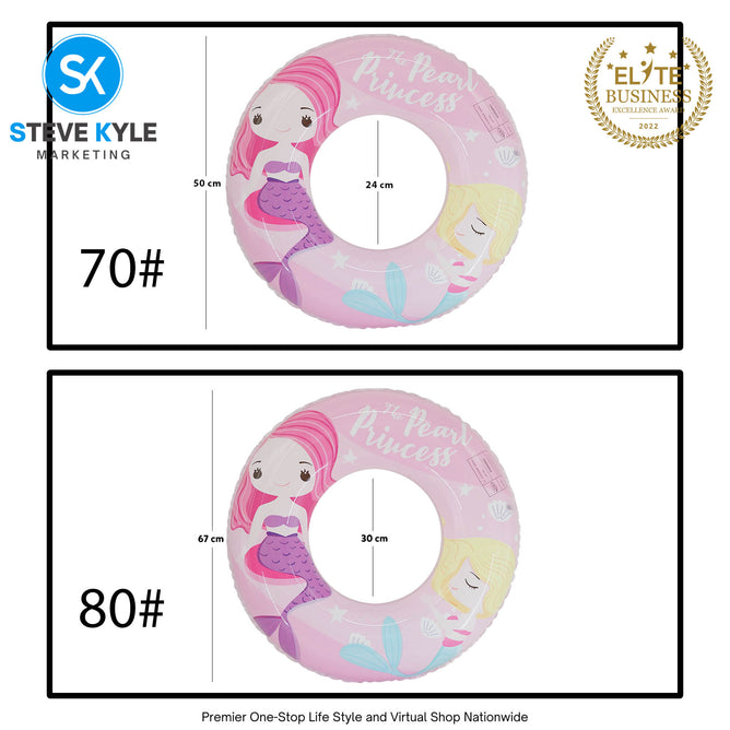 Inflatable Mermaid Baby Shark Swim Ring Floater for Kids and Young Adult Boys and Girls