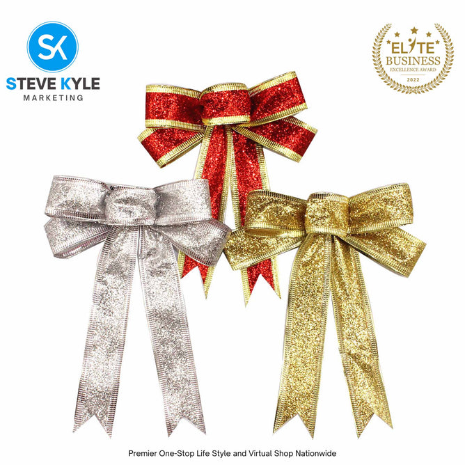 Glitter Bowknot Ribbon Christmas Tree Decor Ribbon For Holiday Decor