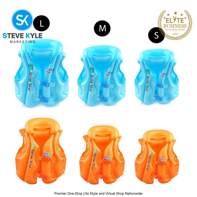 Inflatable Safety Life Jacket Vest Pool School Children Learn Swimming Floater
