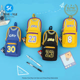 Basketball Pencil Case Ball Shirt Study Pouch Holder Bag with 2 Compartments Portable Vertical Color