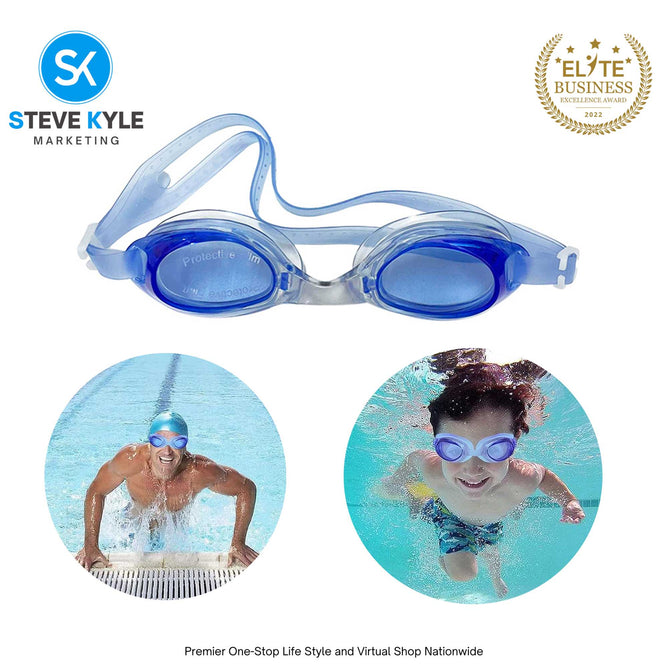 Swim Anti-fog Goggles Adjustable for Kids and Adults with 1 Pair Earplugs & Pouch Case