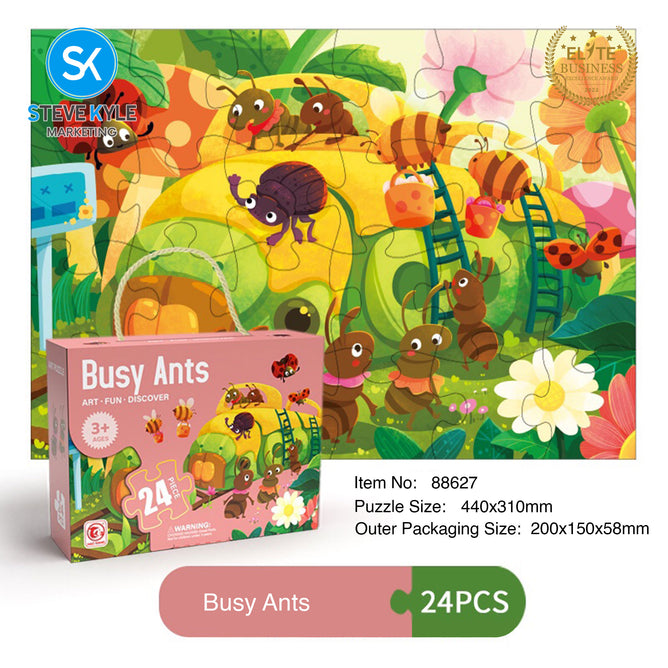 Steve Kyle 24-Piece Cartoon Animal Jigsaw Puzzle Set for Kids Learning Thinking Interactive Play