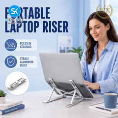 Steve Kyle 7-Level Adjustable Aluminum Alloy Foldable Laptop Stand with Cooling Fans