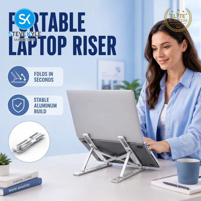 Steve Kyle 7-Level Adjustable Aluminum Alloy Foldable Laptop Stand with Cooling Fans
