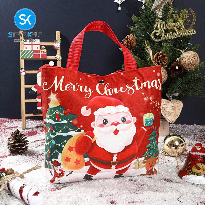 Steve Kyle Soft Fabric Christmas Gift Bag with Santa Tree Design
