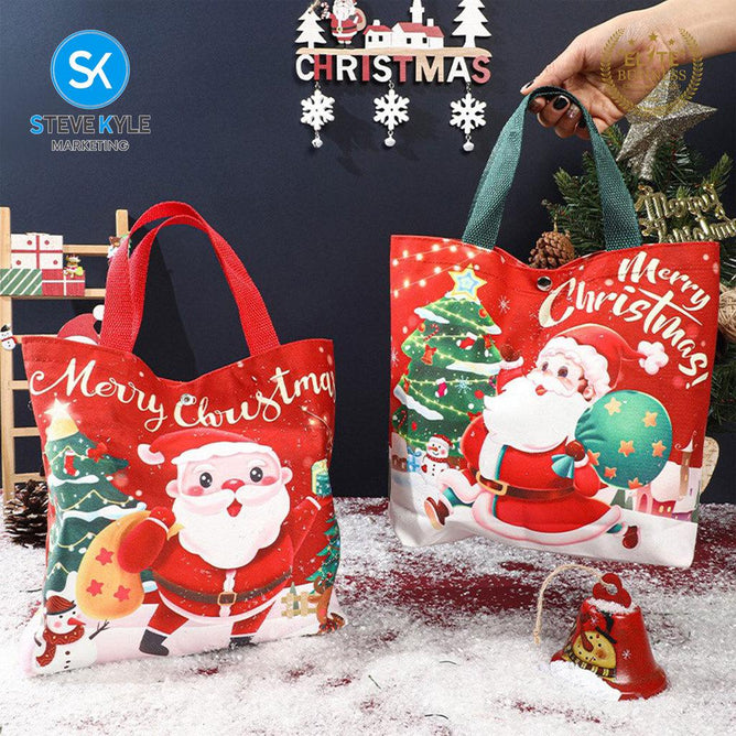 Steve Kyle Soft Fabric Christmas Gift Bag with Santa Tree Design
