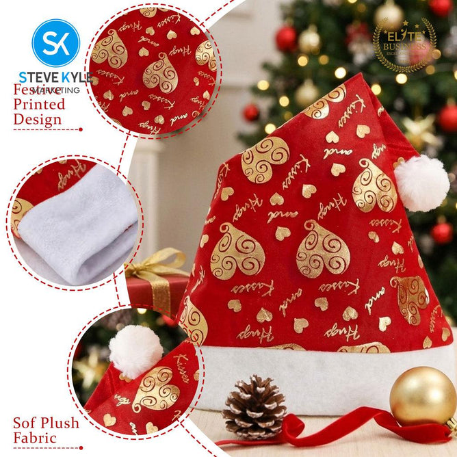Steve Kyle Festive Snow Heart Christmas Hat with Soft Plush Edge for Parties